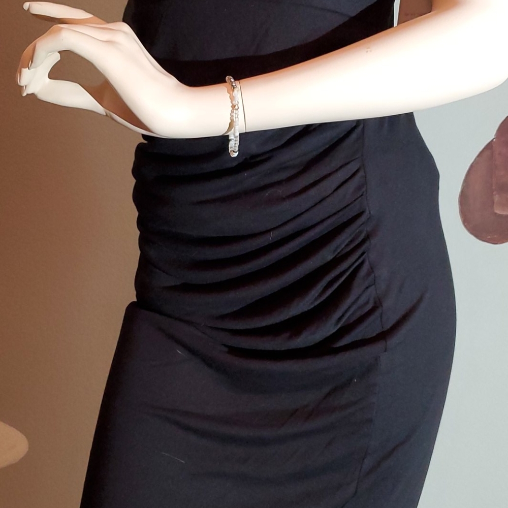 Velvet Torch Cowl Neck Ruched Midi Dress LBD XL - Picture 6 of 12